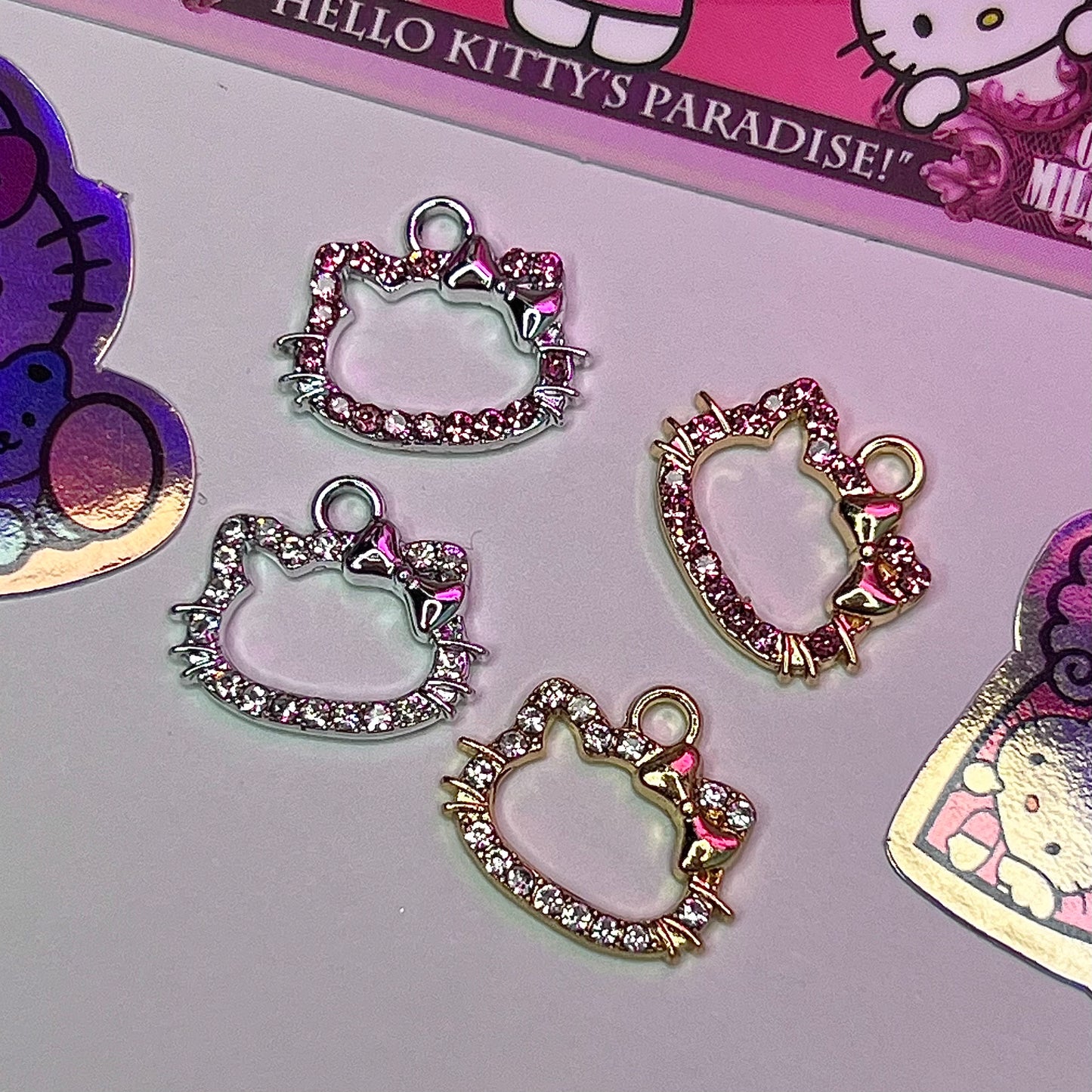 RHINESTONE KITTY DANGLES